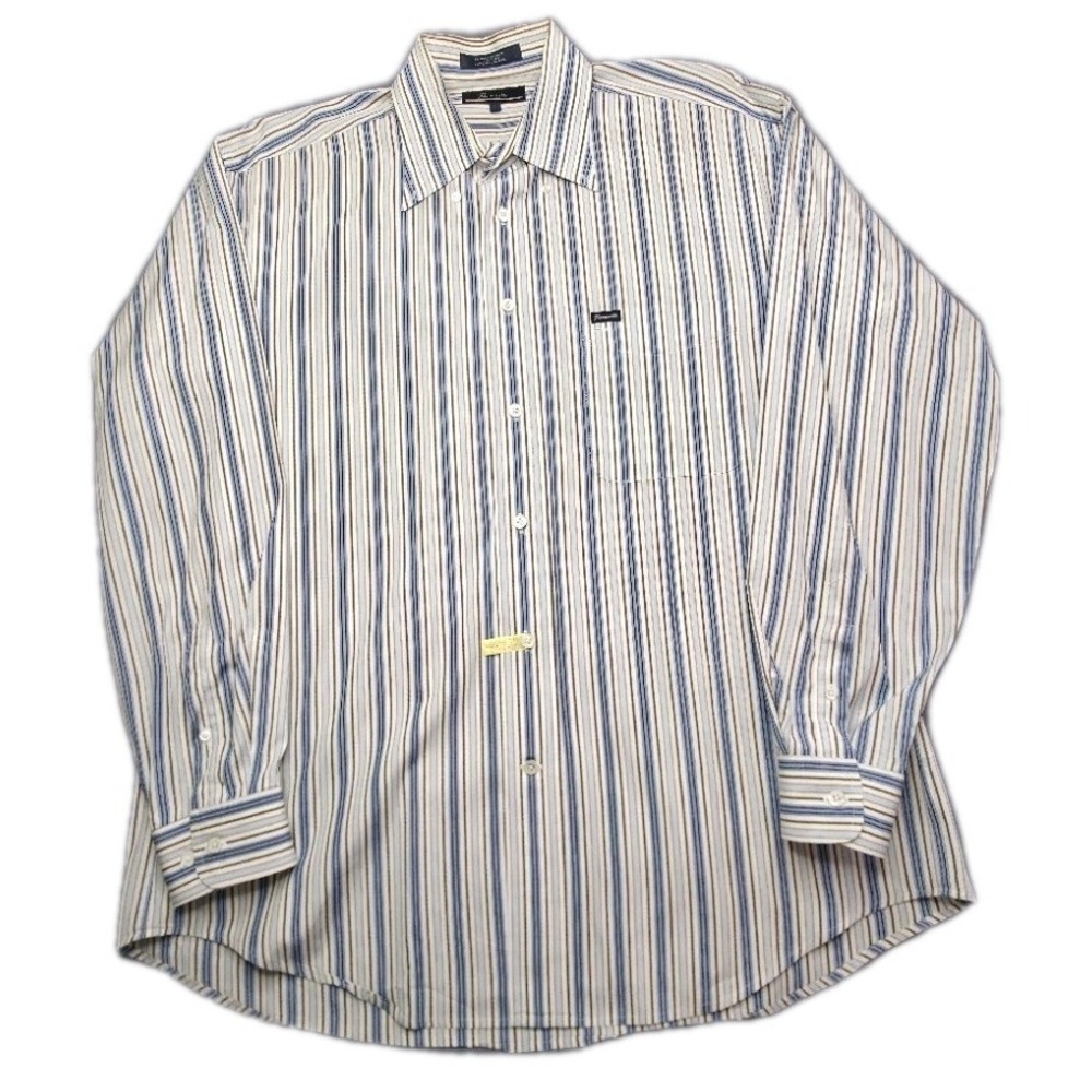 Faconnable Long Sleeve Button Down Front Shirt Mens Size L Dress Shirt Striped